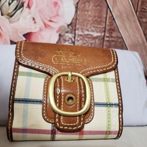 Rare Coach Legacy Bleecker Tattersall Canvas & Leather Bifold Wallet